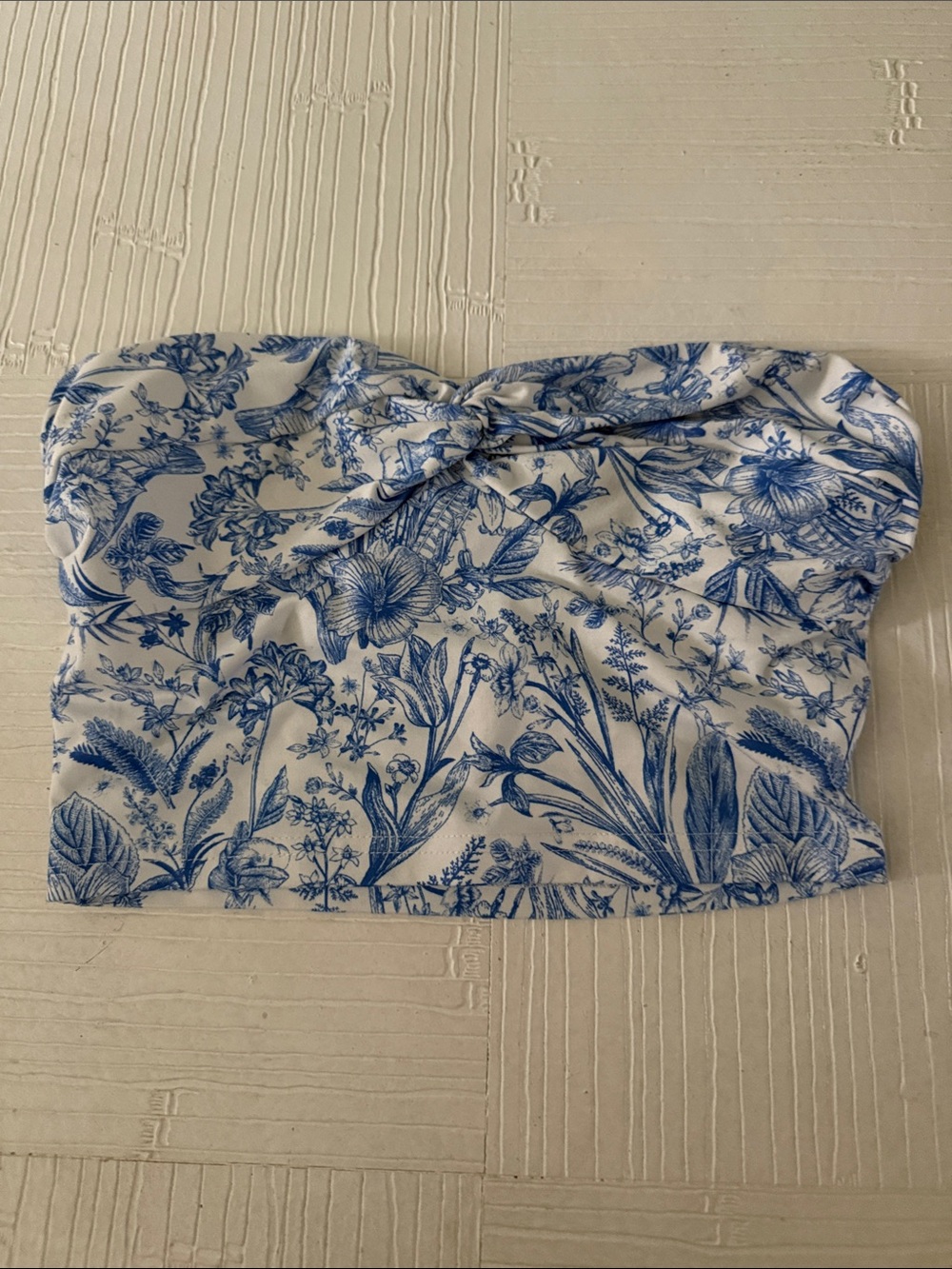 Floral Blue & White Strapless Tube Top
